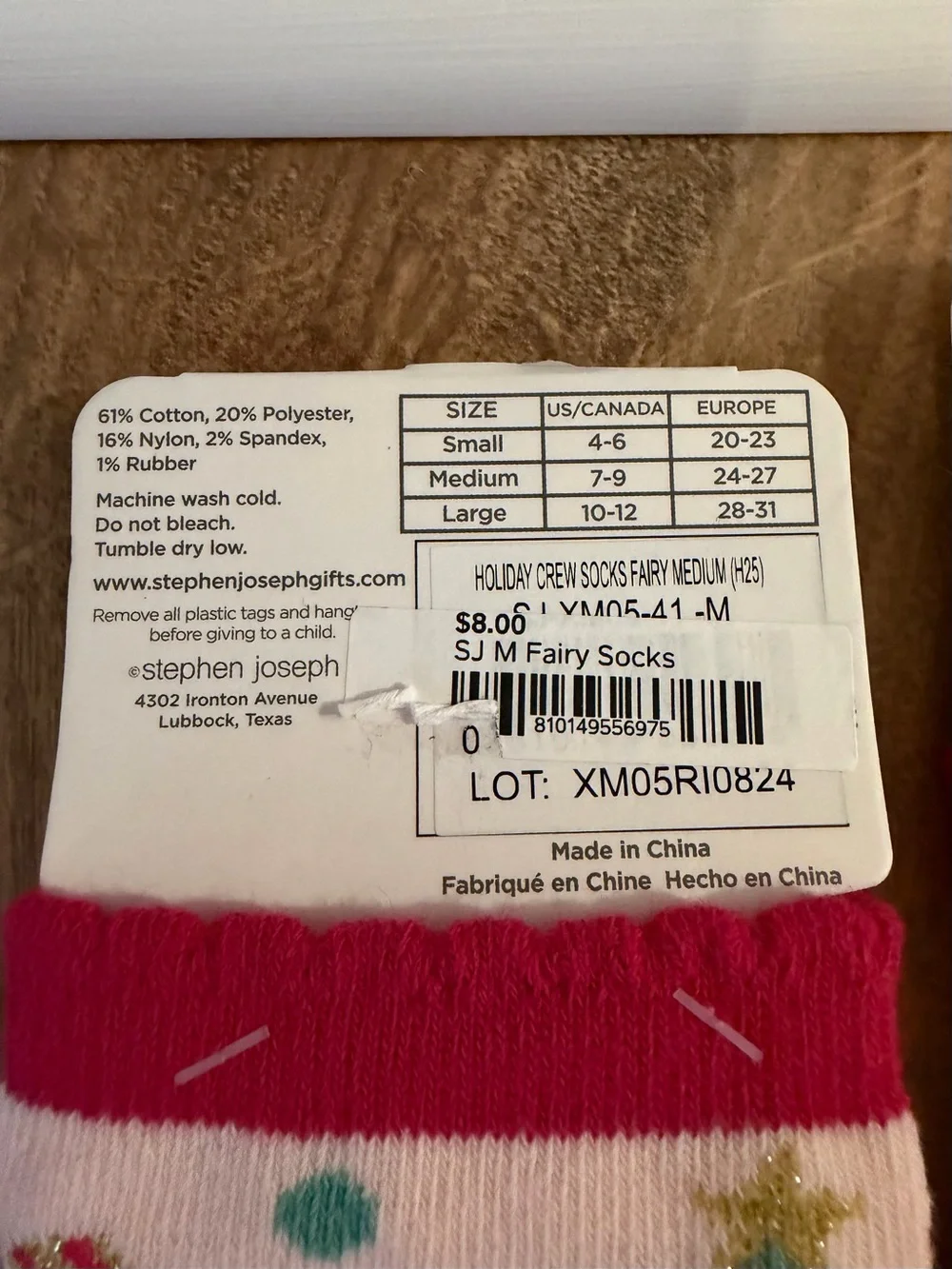 NWT Stephen Joseph girls holiday fairy crew socks set toddler pink